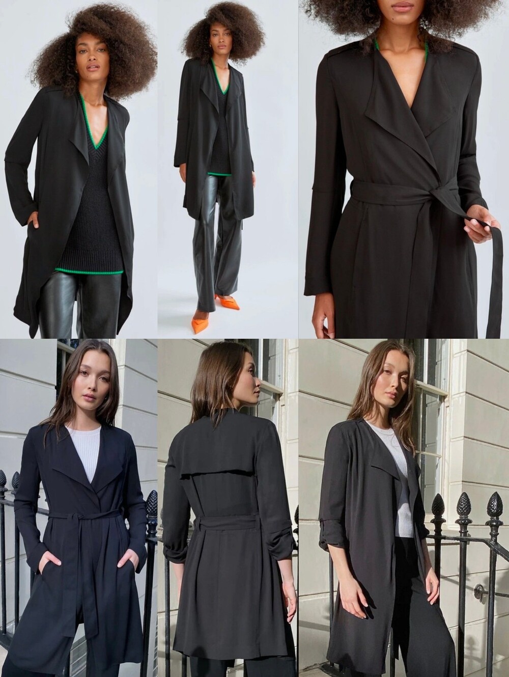 Aritzia Babaton Black Flowy Trench Coat with Belt - Picture 13 of 16